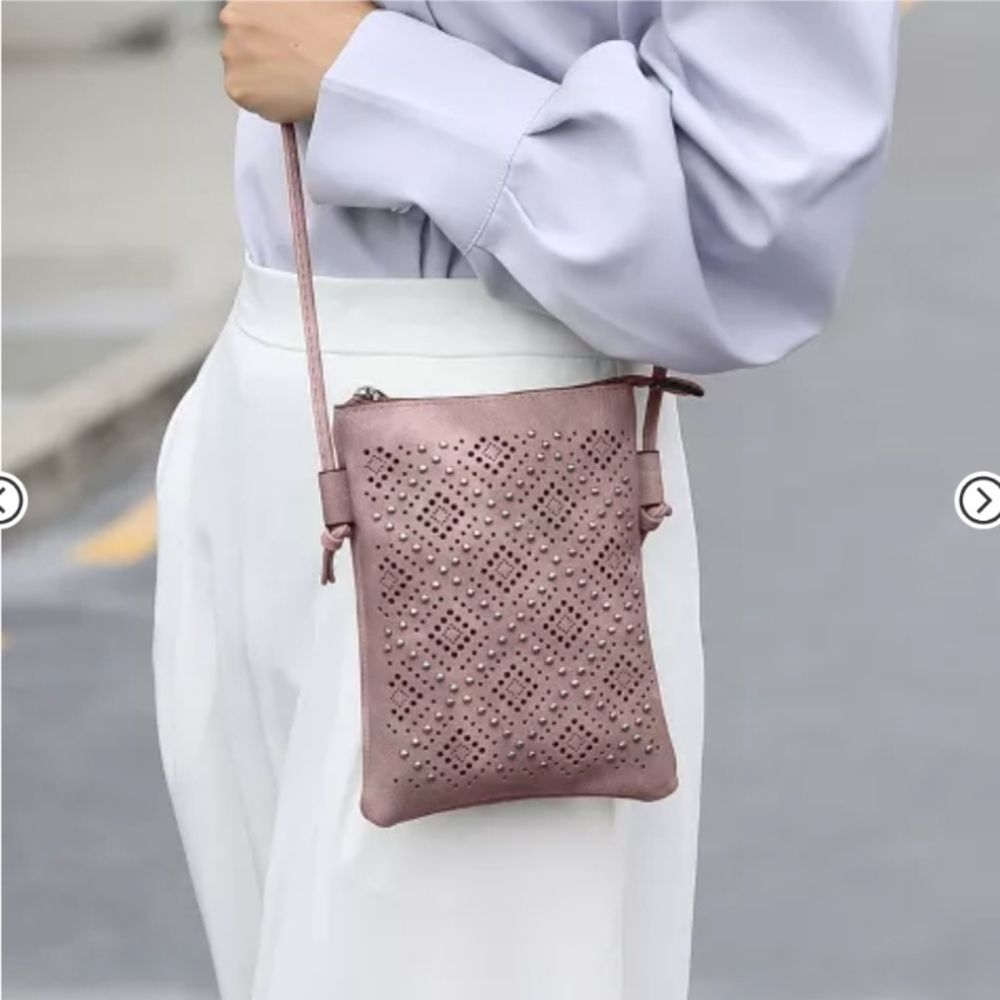 NWT MKF Collection Leysha Crossbody Bag by Mia K‎ Rose Studded Cutout